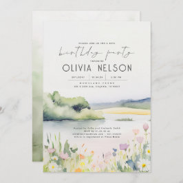夏の自然とワイルドフラワーバースデーパーティー 招待状