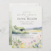 夏の自然とワイルドフラワーブライダルシャワー 招待状 (正面/裏面)