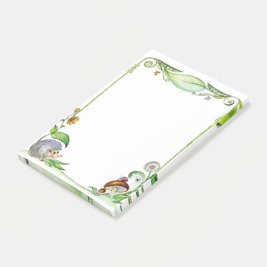 夏の自然のハリネズミの水彩画フレーム ポストイット (アングル)