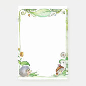 夏の自然のハリネズミの水彩画フレーム ポストイット (正面)