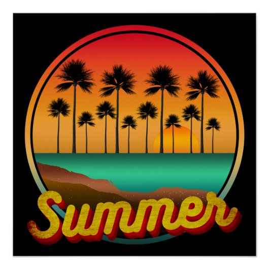 夏の自然の夕日 ポスター (正面)