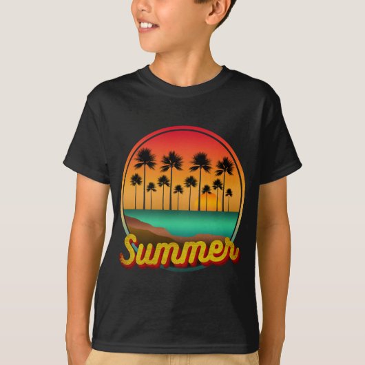 夏の自然の夕焼け Tシャツ (正面)