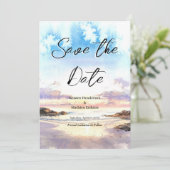 夏の自然ビーチ結婚式 セーブザデート (スタンド正面)