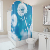 夏の自然フローラ。ホワイトダンデリオン シャワーカーテン (インサイチュ)