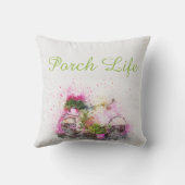 夏の自転車の水彩おもしろいカラフルピンク クッション (裏面)