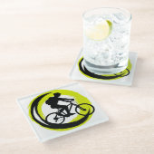 夏の自転車/自転車おもしろい ガラスコースター (アングル)