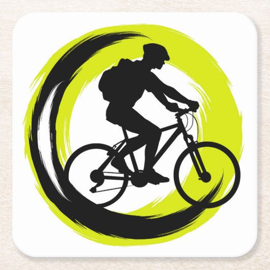 夏の自転車/自転車おもしろい スクエアペーパーコースター (正面)