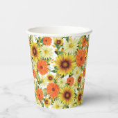 夏の至ひまわり黄色と緑の花 紙コップ (裏面)