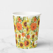 夏の至ひまわり黄色と緑の花 紙コップ (右)
