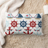 夏の航海のなテーマは帆ボートの舵輪を固定します ランバークッション (ブランケット)