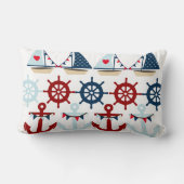 夏の航海のなテーマは帆ボートの舵輪を固定します ランバークッション (裏面)