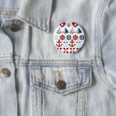 夏の航海のなテーマは帆ボートの舵輪を固定します 缶バッジ (インサイチュ)