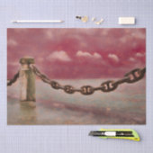 夏の航海のビーチフロントピンク茶色の水色 薄葉紙 (クラフト)