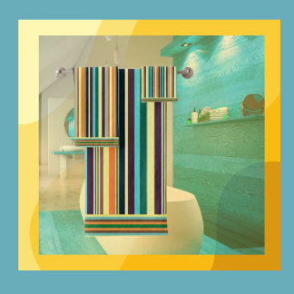 夏の色のストライプ バスタオルセット