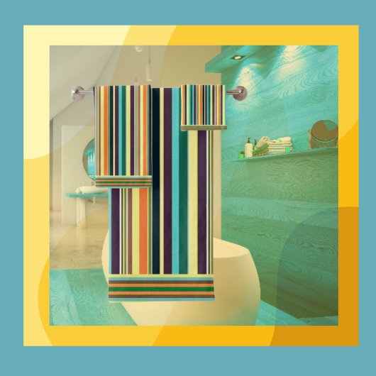 夏の色のストライプ バスタオルセット