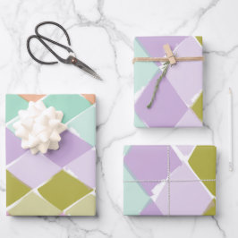 夏の色のパターンのダイヤモンドキッズ ラッピングペーパーシート