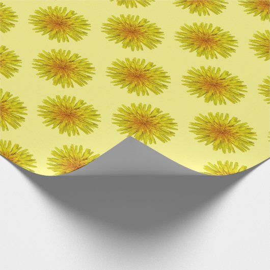 夏の色の小さく黄色いタンポポの花 ラッピングペーパー (角)