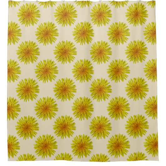 夏の色の黄色いタンポポの花 シャワーカーテン (正面)