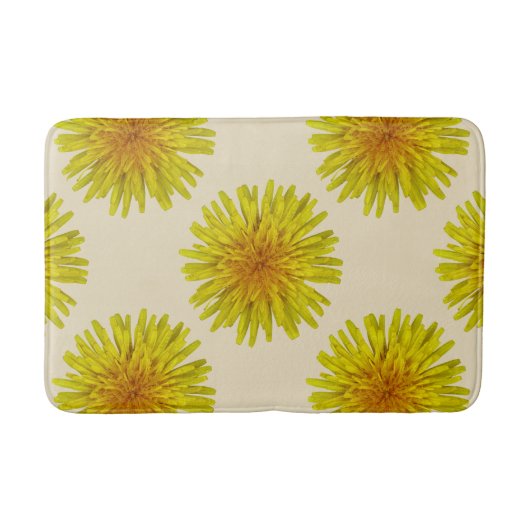 夏の色の黄色いタンポポの花 バスマット (正面)