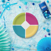 夏の色スタイリッシュ四半円点オプションのモノグラム ペーパープレート (パーティー)