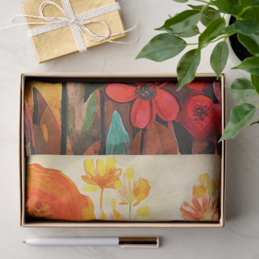 夏の色フラワー抽象芸術絵画のデコパージュ 薄葉紙 (ギフト)