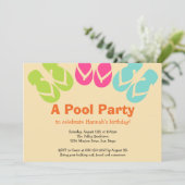 夏の色フリップフロップサンダルプールビーチパーティー 招待状 (スタンド正面)