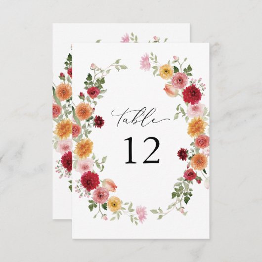 夏の色数々のフローラ厚い表の番号2 招待状 (正面/裏面)