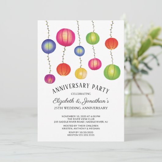 夏の色紙ランタン記念日パーティー 招待状 (スタンド正面)