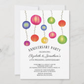 夏の色紙ランタン 結婚記念日パーティー 招待状 (正面)