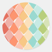 夏の色鮮やか模様ダイヤモンドの子供 ラウンドシール (正面)