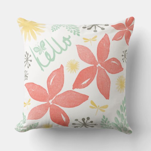 夏の花およびフライヤの枕 クッション (正面)