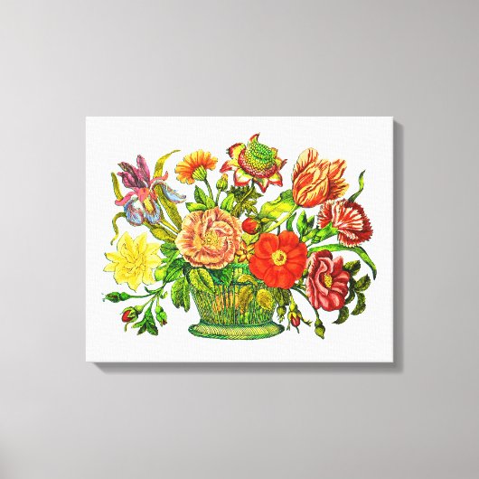 夏の花かごヴィンテージアート キャンバスプリント (正面)