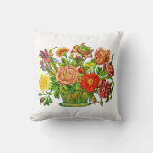 夏の花かごヴィンテージアート クッション (正面)