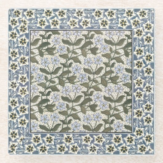 夏の花かわいらしエレガントフローラ ガラスコースター (正面)