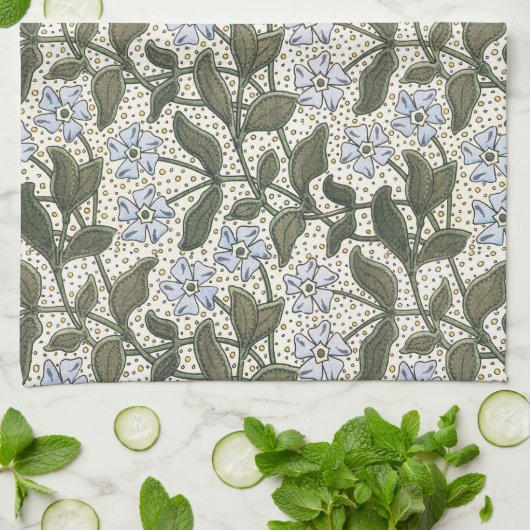 夏の花かわいらしエレガントフローラ キッチンタオル (折り畳み)