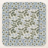 夏の花かわいらしエレガントフローラ スクエアペーパーコースター (正面)