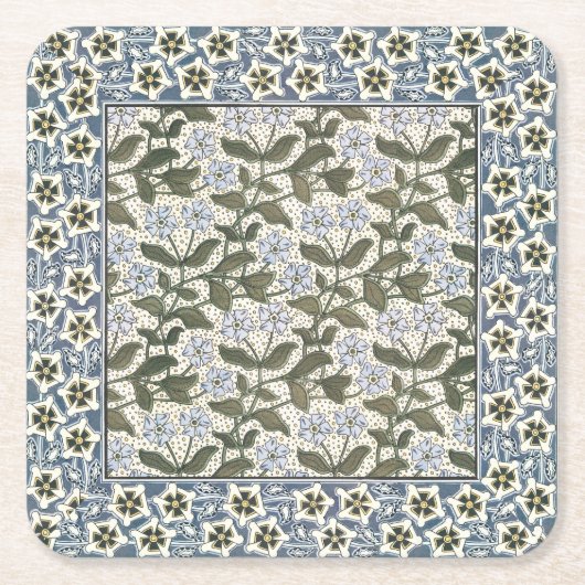 夏の花かわいらしエレガントフローラ スクエアペーパーコースター (正面)