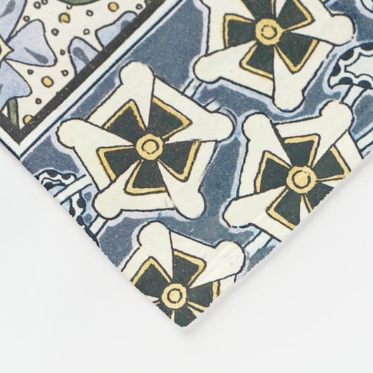 夏の花かわいらしエレガントフローラ フリースブランケット (角)