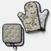 夏の花かわいらしエレガントフローラ 鍋つかみ&鍋敷きセット (正面/裏面)