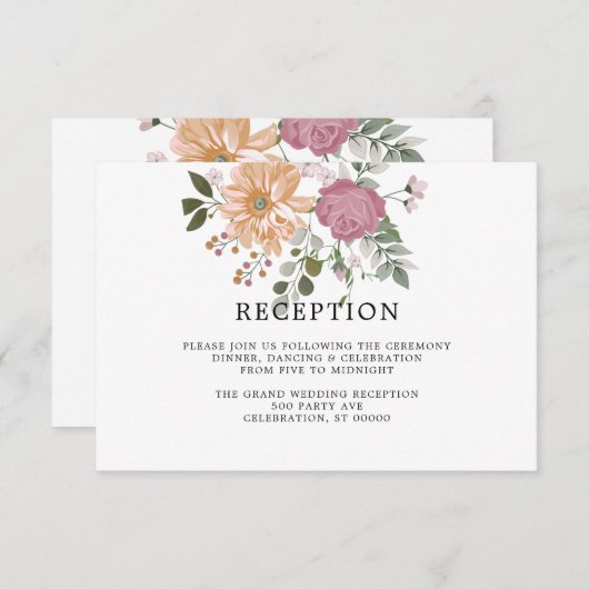 夏の花が白|ウェディングレセプションカード (正面/裏面)
