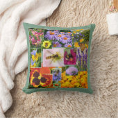 夏の花と虫のコラージュ クッション (ブランケット)