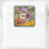 夏の花と虫のコラージュ スクエアシール (バッグ)