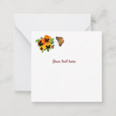 夏の花と虫のコラージュ ノートカード (裏面)