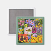 夏の花と虫のコラージュ マグネット (正面/裏面)