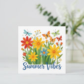 夏の花と蝶のデザイン シーズンカード (スタンド正面)