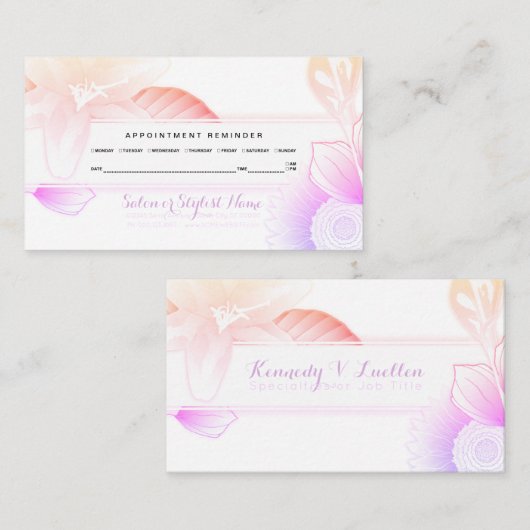 夏の花のアポイントメントのメモ 予約カード (正面/裏面)