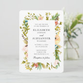 夏の花のウェディング招待状。花園 招待状 (スタンド正面)