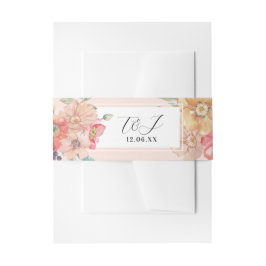 夏の花のウェディング カトラリー バンド 水彩 招待状ベリーバンド