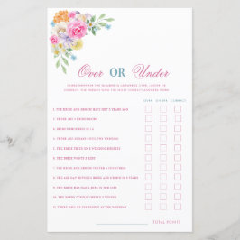 夏の花のオーバーまたはアンダーの結婚前お茶会ゲーム