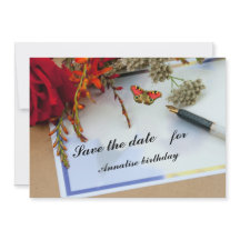 夏の花のノートフラット日付カードを保存